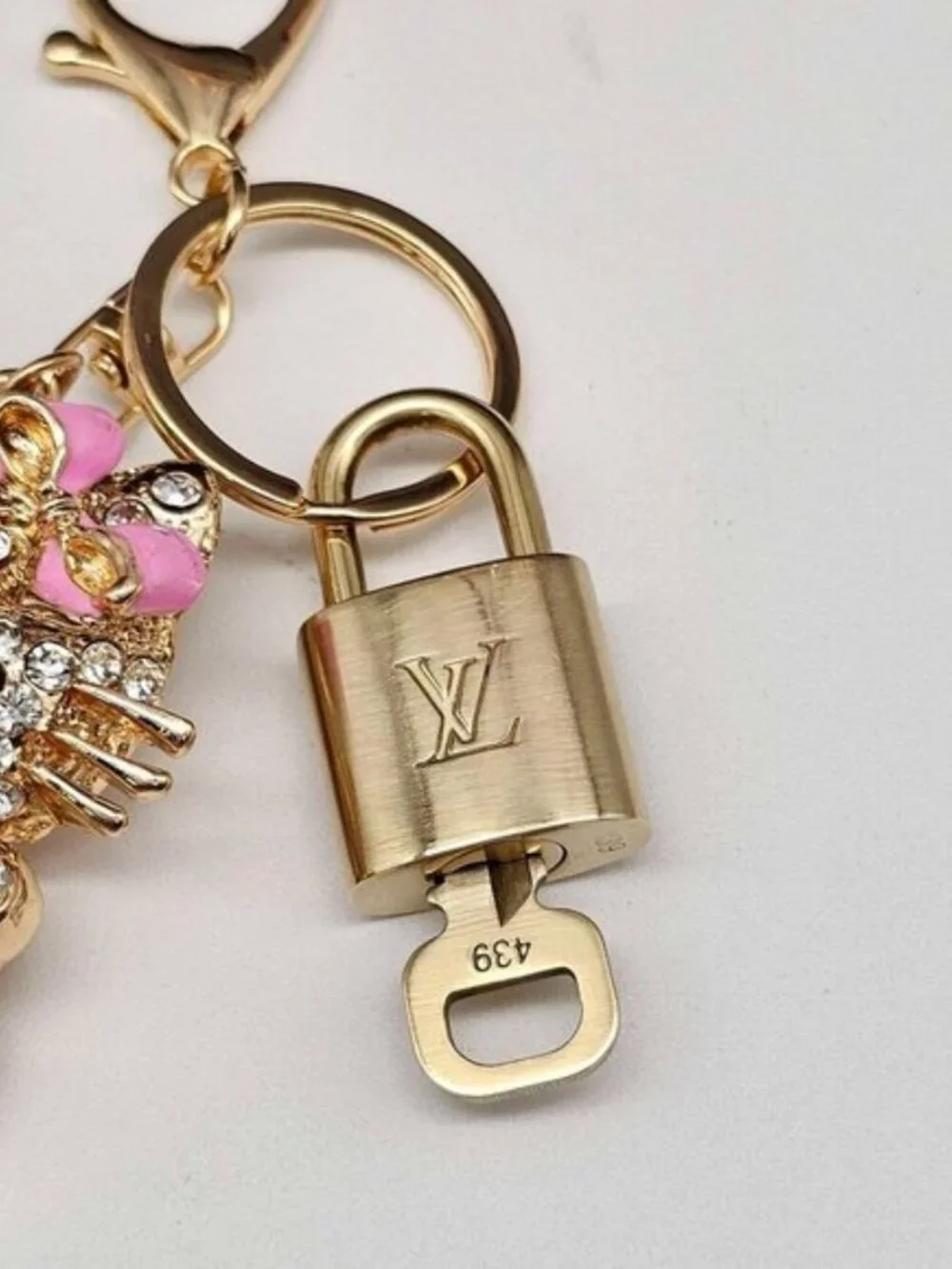 Authentic Louis Vuitton Gold Lock 🔒 Keychain Bag Unbranded Hello Kitty Charm LV